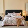 Juego de Cuatro Piezas de Algodón Peinado de Fibra Larga Espeso 100% de Gama Alta para Dormitorio Principal Funda Nórdica de Algodón Puro Ropa de Cama para Dote Mudanza Boda