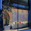 Adesivos Eletrostáticos para Vitrine de Shopping de Ano Novo 2027, Adesivos Decorativos de Atmosfera de Ano Novo do Ano do Carneiro, Adesivos de Vitrine de Fogos de Artifício, Adesivos de Porta