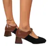 Comercio Exterior Primavera Cómodo Tacón Medio Hebilla talla grande Gamuza Boca Baja Zapatos de una sola capa para Mujer X25020020
