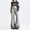 Calça Comprida Hot Girl Estilo de Rua, Jeans Europeu e Americano, Calça de Trabalho Fashion Wide-Leg, Design Simples para o Dia a Dia, Estilo Retro Coreano
