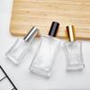 Botella de Perfume Cintura Ceñida Cuello de 18 Tornillos 30ml 50ml 100ml Botella de Spray de Giro Manual Vidrio Cuadrado Plano Recargable Botella Vacía