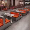 Restaurante Occidental de Cadena Restaurante de Barbacoa Cabina de Acero Inoxidable Sofá Estilo Industrial Restaurante de Hot Pot Juego de Mesa y Sillas para Comedor