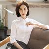 Camisa Profesional Blanca para Mujer, Manga Corta Cuello en V Ropa de Trabajo, Nuevo Modelo 2026, Camisa de Corte Ajustado con Cuello Alto, Uniforme de Trabajo Tienda 4S