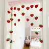 Cortina Decorativa Cálida Familiar de Fresa Roja Cortina Divisoria Bloqueo Cortina de Dormitorio sin Perforaciones Baño Hogar