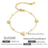 Pulseira de Aço Titânio Yuhui Transfronteiriça Trevo de Quatro Folhas Luxo Leve Estilo Simples Ins Incrustada com Zircônia Banhada a Ouro Real Pulseira de Aço Inoxidável
