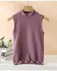 Novo Top Térmico Feminino Outono e Inverno com Gola Meia-Alta, Camiseta de Alcinha Sem Mangas, Slim Fit, Colete de Lã com Ombros Largos