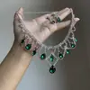 Colar com Pingente de Gota d'Água Cravejado de Diamantes e Franja, Corrente de Clavícula Fashion, Requintada e de Alto Padrão, Joias Versáteis e de Luxo Leve para Atacado