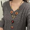 Collar de cerámica estilo bohemio retro para mujer, nuevo estilo chino, estilo étnico alienígena, cadena larga de lana zen, accesorios