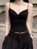 Sutiã Camisola com Decote em V para Mulheres, Roupa Íntima de Verão, Sutiã com Costas Bonitas e Bojos Fixos Integrados, Top para Usar por Cima com Costas Abertas