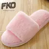 Nuevas Zapatillas de Felpa de Otoño para Casa Suelo de Madera Algodón Tira Única Suela Plana Comercio Exterior Estilo Pareja Zapatillas Peludas