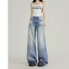 Jeans Anchos Azules Vintage Rasgados 2026 Tendencia Versátil Nuevo Diseño Corte Holgado Ligeramente Acampanados