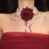 Design Europeu Exagerado Colar de Franjas Pesadamente Bordado Personalidade Única Colar de Renda Tecida Corrente de Clavícula Exquisite