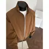 Top versátil com gola alta, silhueta curta desconstruída, jaqueta de outono para o trabalho, jaqueta erbomb para homens, jaqueta bomber de corte solto estilo americano