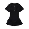 Atacado de Moda Feminina Transfronteiriça 2025 Aliexpress Mais Vendido Moda Casual Estilo Polo Vestido com Babados Manga Caída
