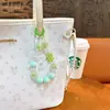 Colgante de Cadena de Cristal con Lazo Pequeño Cadena de Mano Llavero Encanto Cadena de Teléfono con Cuentas Accesorio para Bolso Regalo Pequeño