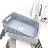 Cesta de Armazenamento Trançada em Rattan Sintético para Itens Diversos, Cesta de Armazenamento para Cosméticos, Caixa Organizadora de Estilo Simples para Mesa de Centro da Sala de Estar, Cesta Organizadora Trançada