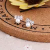 Pendientes de Botón Florales con Pedrería y Perlas Estilo Coreano para Venta Caliente en Mercados Callejeros para Mujeres, Pendientes Pequeños de Joyería Geométricos con Pedrería en Forma de Corazón, Acero Inoxidable