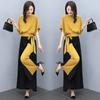 Traje de pantalón de pierna ancha para mujer, verano 2022, nuevo temperamento, moda de madre, informal, profesional, falda de dos piezas, pantalones para uso exterior