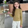 Camiseta de Manga Larga 100% Algodón Nueva para Niñas 2026, Estilo Coreano Holgada Versátil para que la Usen Niñas Pequeñas en Primavera y Otoño