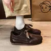 Cadarços de fita plana Sapatos Argan de sola plana Tênis de treino alemão feminino cor café 2026 moda outono tênis esportivos casuais femininos