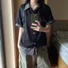 Cárdigan de Raya Patchwork Estilo Americano con Diseño Falso de Dos Piezas, Camisa de Manga Corta para Hombre, Elegante y Versátil para el Trabajo, Camiseta de Verano