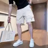 Pantalones cortos de marca de moda de verano para hombre, ropa de trabajo con cremallera inclinada, pantalones para hombre 2024, nuevos pantalones casuales de cintura media a la moda