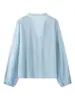 Comercio Exterior 2026 Verano Nueva Moda Elegante Blusa de Manga Larga con Cuello en V en Capas para Mujeres Europeas y Americanas
