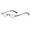 Gafas de Sol Sin Marco Nuevas Transfronterizas para Hombres y Mujeres, Gafas de Sol de Alta Gama Retro para Celebridades de Internet, Gafas con Filtro de Luz Azul, Monturas Lisas