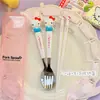 Hl-015 Dibujos Animados Sanrio Set Portátil de Vajilla Cuchara Tenedor Palillos de Acero Inoxidable Venta Caliente Transfronteriza Palillos Antideslizantes