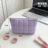Bolsa de Maquiagem Portátil Acolchoada Mais Vendida Internacionalmente Bolsa de Armazenamento Plissada Fashionável Cor Sólida Padrão Diamante Estilo Coreano Casual para Mulheres