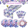 Zc048 Bandeira de Mesa de Hortênsia Azul Toalha de Mesa Festa Tema de Feriado Casa Sala de Estar Tapete de Mesa Flor Decorativa Jogo Americano