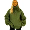 Suéter de Punto Grueso de Comercio Exterior Nuevo Europeo y Americano Transfronterizo Amazon Suéter Jersey para Mujer Suave de Manga Larga con Cuello Alto