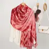 Bufanda Chal Tie-Dye Yongjun para Mujer, Protección Solar de Invierno, Rayón Delgado, Bufanda de Seda Decorativa de Alta Gama para Viaje