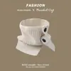 Bufanda de Otoño e Invierno para Mujer Estilo Coreano Cubrecuellos Cálido Protector de Cuello Chal de Punto con Botón de Lana de Moda Cuello Falso