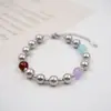 Collar de Perlas para Otoño e Invierno Cadena para Suéter de Perlas Grises Conjunto de Pulsera y Collar de Perlas con Empalme de Cristal