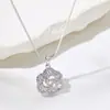 Collar de Flor de Plata de Ley S925 Transfronterizo Cadena de Hueso de Serpiente Moda Lujo Ligero Circonita Incrustada Colgante Floral Completo Cadena de Clavícula