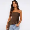 Ropa Y2K Ajustada Chica Atrevida Tops Bm Ropa Exterior de Alta Gama Europea y Americana Top Tubo Sexy con Borlas Asimétricas Verano