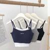 Sexy Ropa Apilada Falso Dos Piezas Sling Chaleco Pequeño Cinturón para Mujer Almohadilla para el Pecho Corto Algodón Puro Sling Ropa Exterior Top Camisa Base Moderna