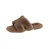 Pantuflas mullidas para mujer para usar en exteriores, nuevas pantuflas peludas de pelo de conejo de moda Otoño/Invierno 2026, pantuflas de algodón de una tira para mujer