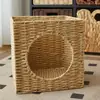 Cesta de Almacenamiento Hecha de Jacinto de Agua Tejido, Cesta de Almacenamiento Plegable Hecha a Mano, Más Vendida en Amazon, Almacenamiento Natural para Exteriores para Acampar