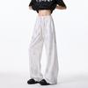 Pantalones de seda helada con efecto tie-dye blanco para hombre, de verano, finos, rectos, de pierna ancha, de marca moderna, holgados e informales para adolescentes.
