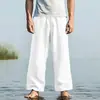 2025 Transfronterizos Nuevos Pantalones Hawaianos de Otoño Pantalones Sueltos Pantalones de Playa Cordón Bolsillo Frontal Rectos