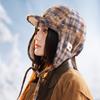 Gorra de aviador a cuadros colorida de moda para hombre, sombrero de trampero cálido a prueba de viento para otoño e invierno para mujer, protección para las orejas de lana de cordero