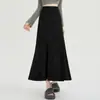 Falda de gamuza marrón para mujer, nuevo estilo de otoño, diseño único, falda de sirena versátil de cintura alta