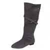 Botas altas de otoño con punta fina, hebilla, nuevo diseño adelgazante 2026, caña ancha, tacón bajo, botas largas elegantes y de moda para mujer