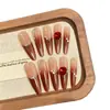 Hecho a Mano Otoño e Invierno Rojo Rubí Brillante Año Nuevo Degradado Alta Calidad Blanqueamiento Manicura Uñas Portátiles Venta al por Mayor