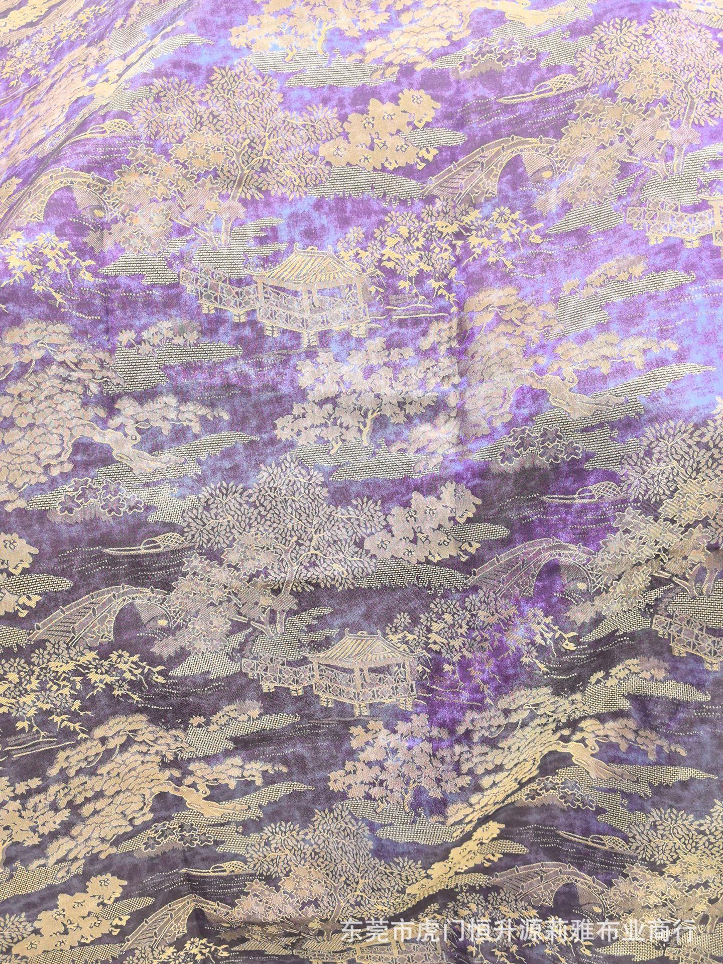 新中式人丝小乔提花面料 扎染印花工艺 适用于马甲衬