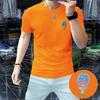 2025 Verão Nova Gola Redonda Manga Curta Bonito Trendy Letter Light Luxo Slim Fit T-shirt Moda Masculina algodão mercerizado