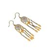 Brincos de Franja Banhados a Ouro Estilo Palácio Jade Hetian Joias de Prata S925 Brincos Folha de Crisântemo Moda Feminina Estilo Étnico