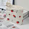 Bolsa de Maquillaje de Lona Rayada Transfronteriza, Bolsa de Lona Portátil de Gran Capacidad, Bolsa para el Trabajo, Bolsa de Almacenamiento para Cosméticos de Viaje